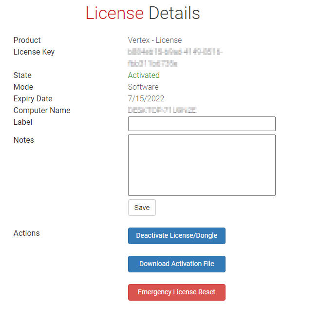 License details at www.ioversal.com for an active license that has options for deactivation etc.