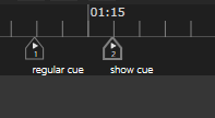 show cues have a slightly bolder appearance than regular cues&nbsp;